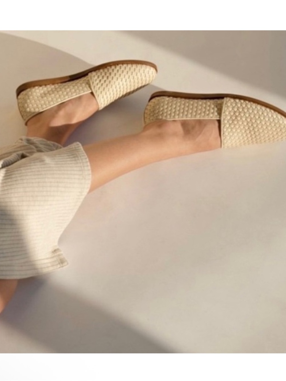 Nisolo Cream Woven Leather Slip-On Loafers